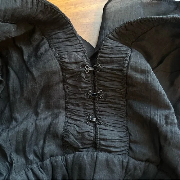 Mustard Seed ruffled flutter sleeve mini dress M layered tiered pockets coquette - Picture 8 of 15